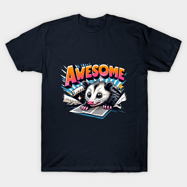 Joyful Opossum T-Shirt by BukovskyART